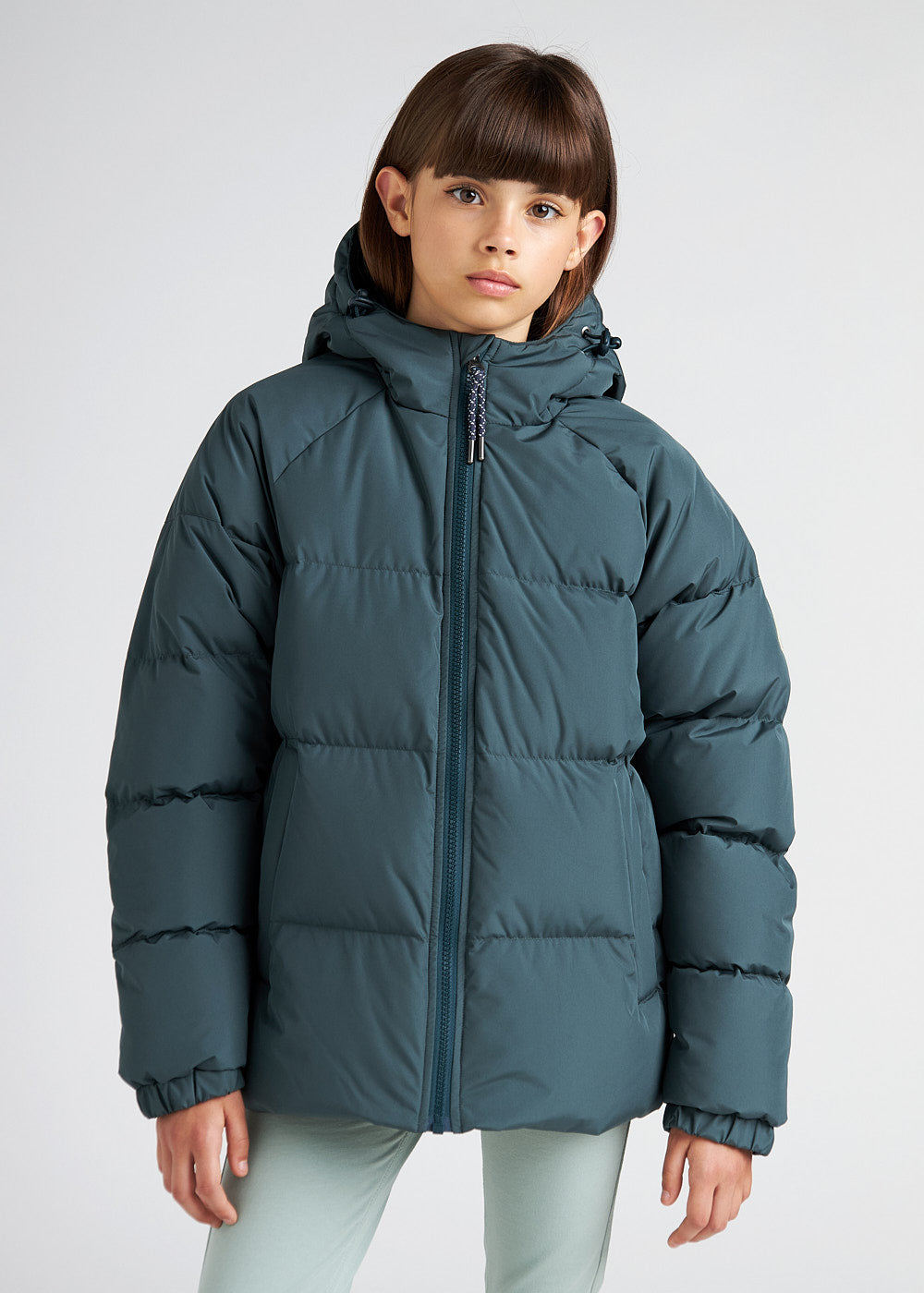 Pyrenex Sten Smooth unisex hooded kids down jacket baltic green-1