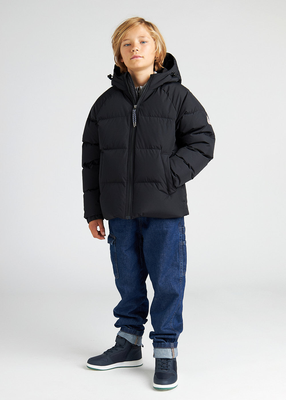 Unisex-Kinder-Daunenjacke mit Kapuze Pyrenex Sten Smooth schwarz-4