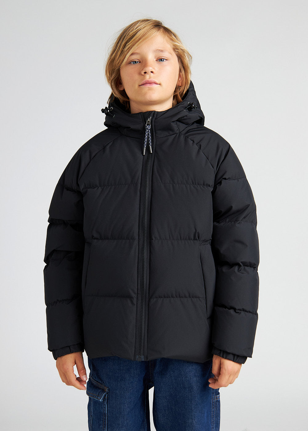 Unisex-Kinder-Daunenjacke mit Kapuze Pyrenex Sten Smooth schwarz-2