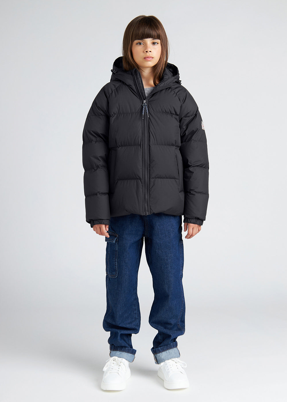 Unisex-Kinder-Daunenjacke mit Kapuze Pyrenex Sten Smooth schwarz-3