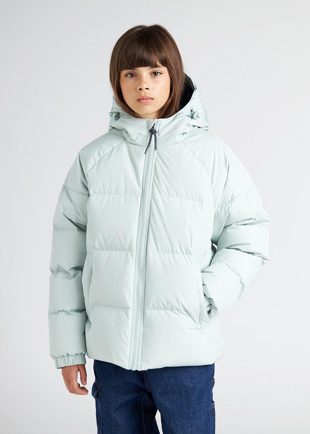 Unisex-Kinder-Daunenjacke mit Kapuze Pyrenex Sten Smooth Pale Aqua-1