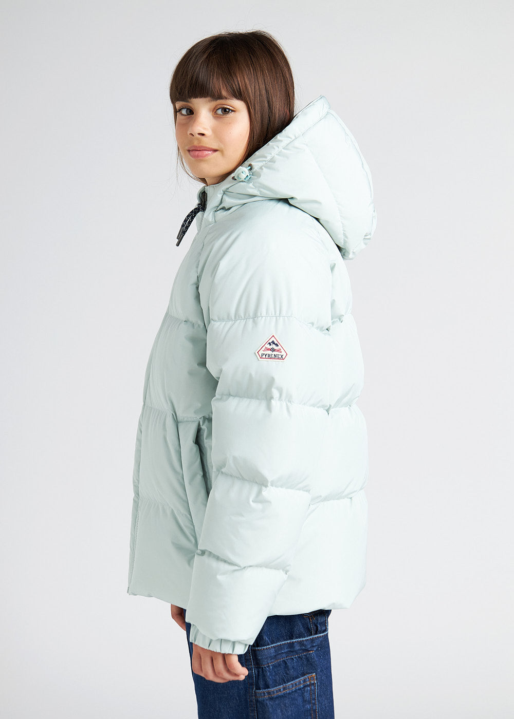 Unisex-Kinder-Daunenjacke mit Kapuze Pyrenex Sten Smooth Pale Aqua-6