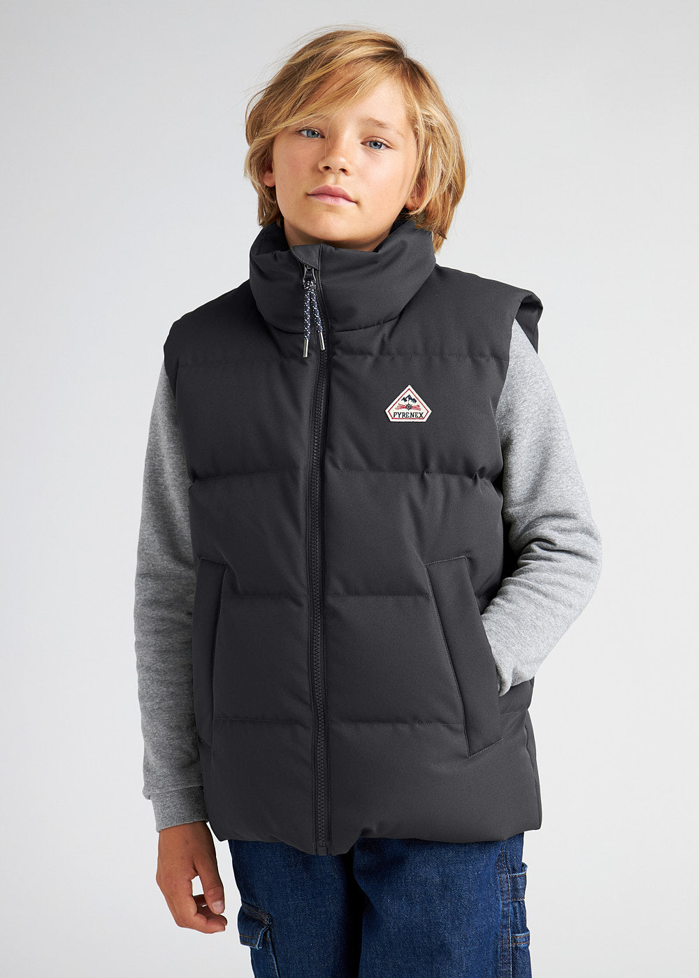 Schwarze ärmellose Daunenjacke für Kinder von Pyrenex Dorel-2