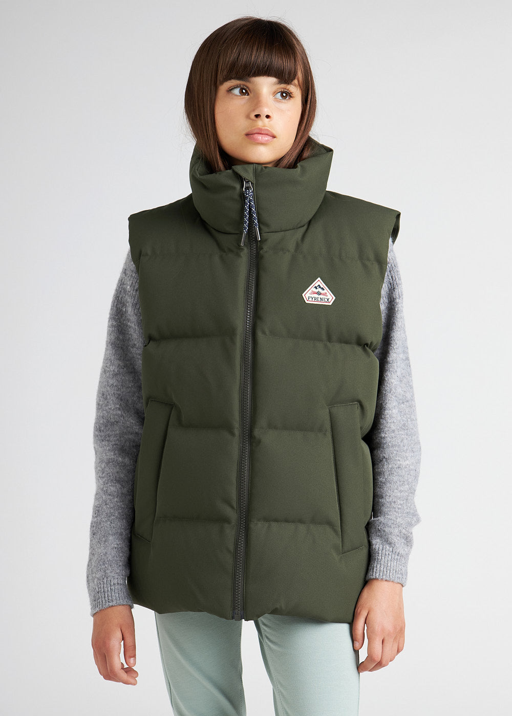 Pyrenex Dorel deep khaki children's sleeveless down jacket-4