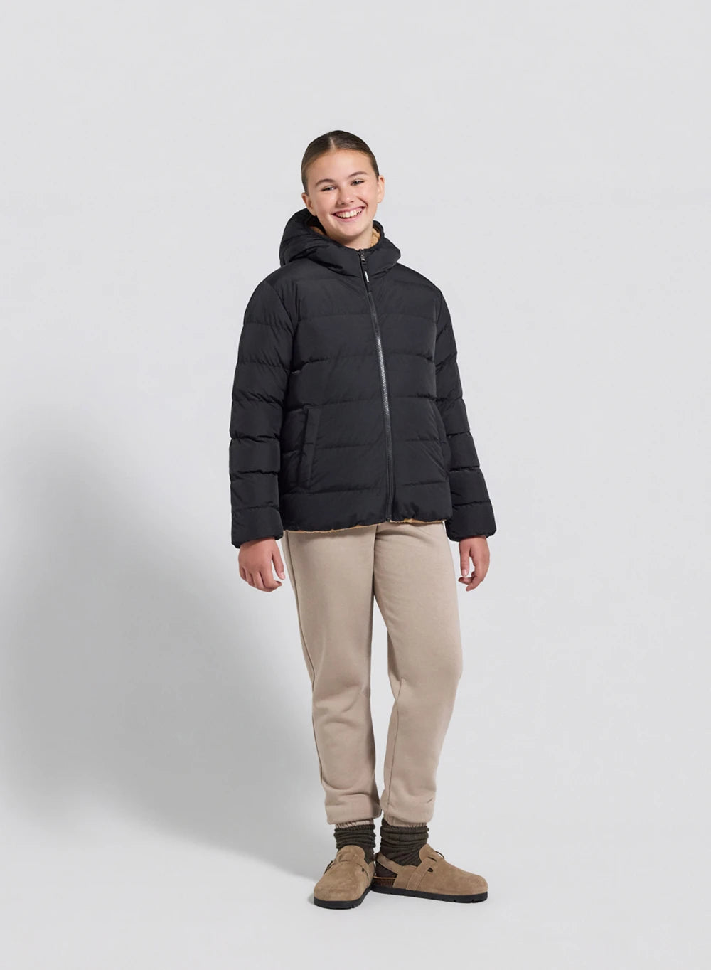 Pyrenex Keylinn children's reversible down jacket in black-6