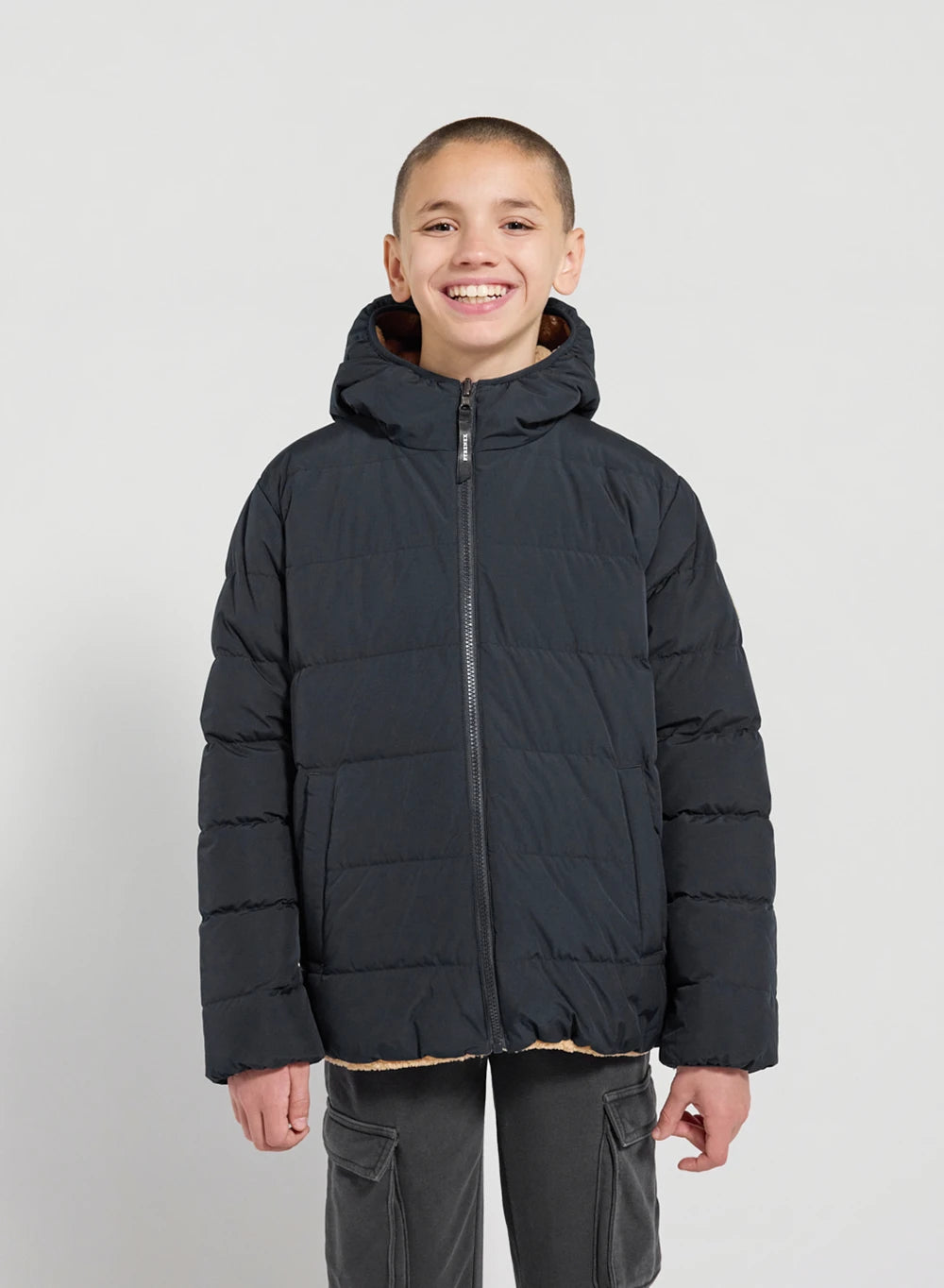 Pyrenex Keylinn children's reversible down jacket in black-1