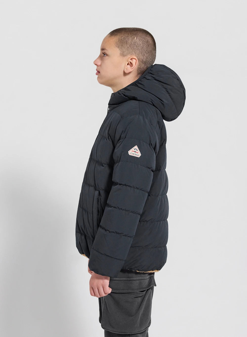 Pyrenex Keylinn children's reversible down jacket in black-9