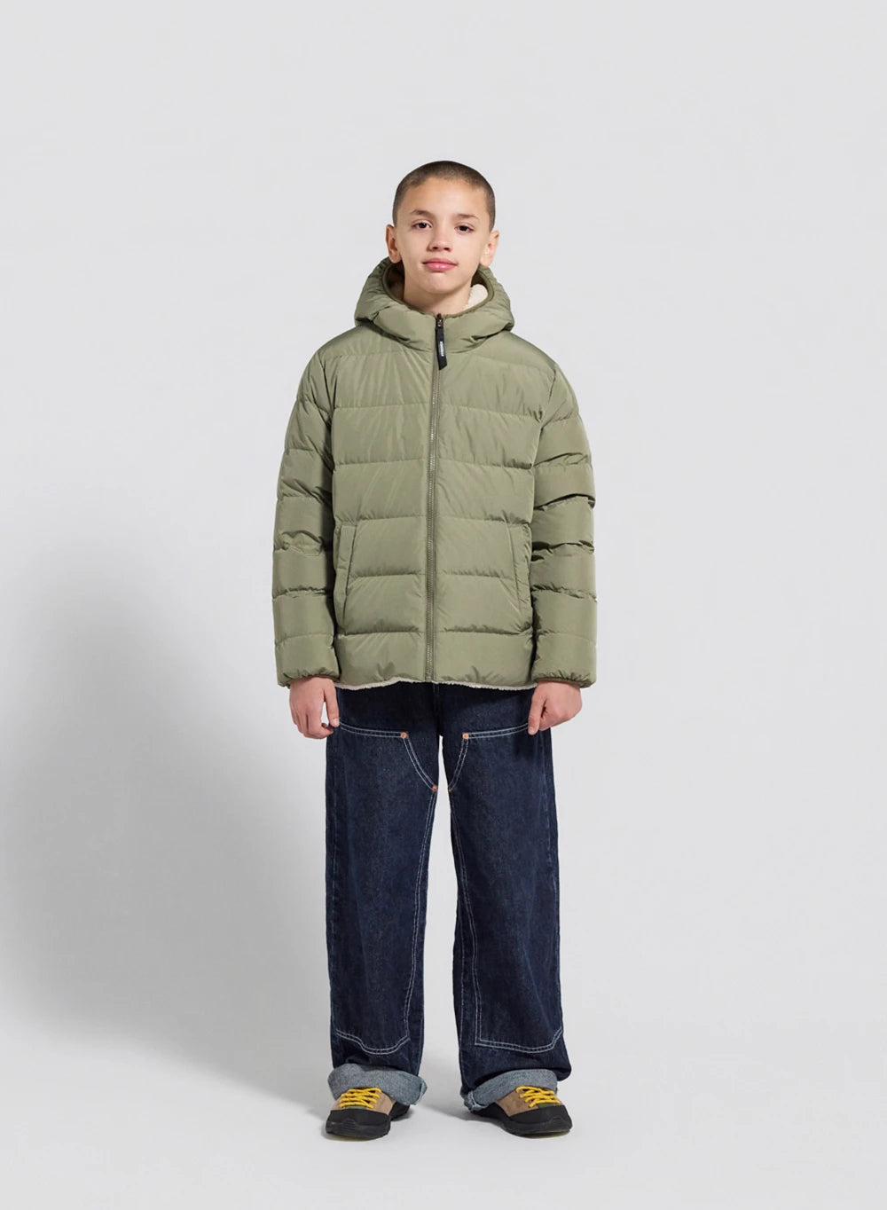 Kinder-Wendedaunenjacke Pyrenex Keylinn Hellkhaki-8