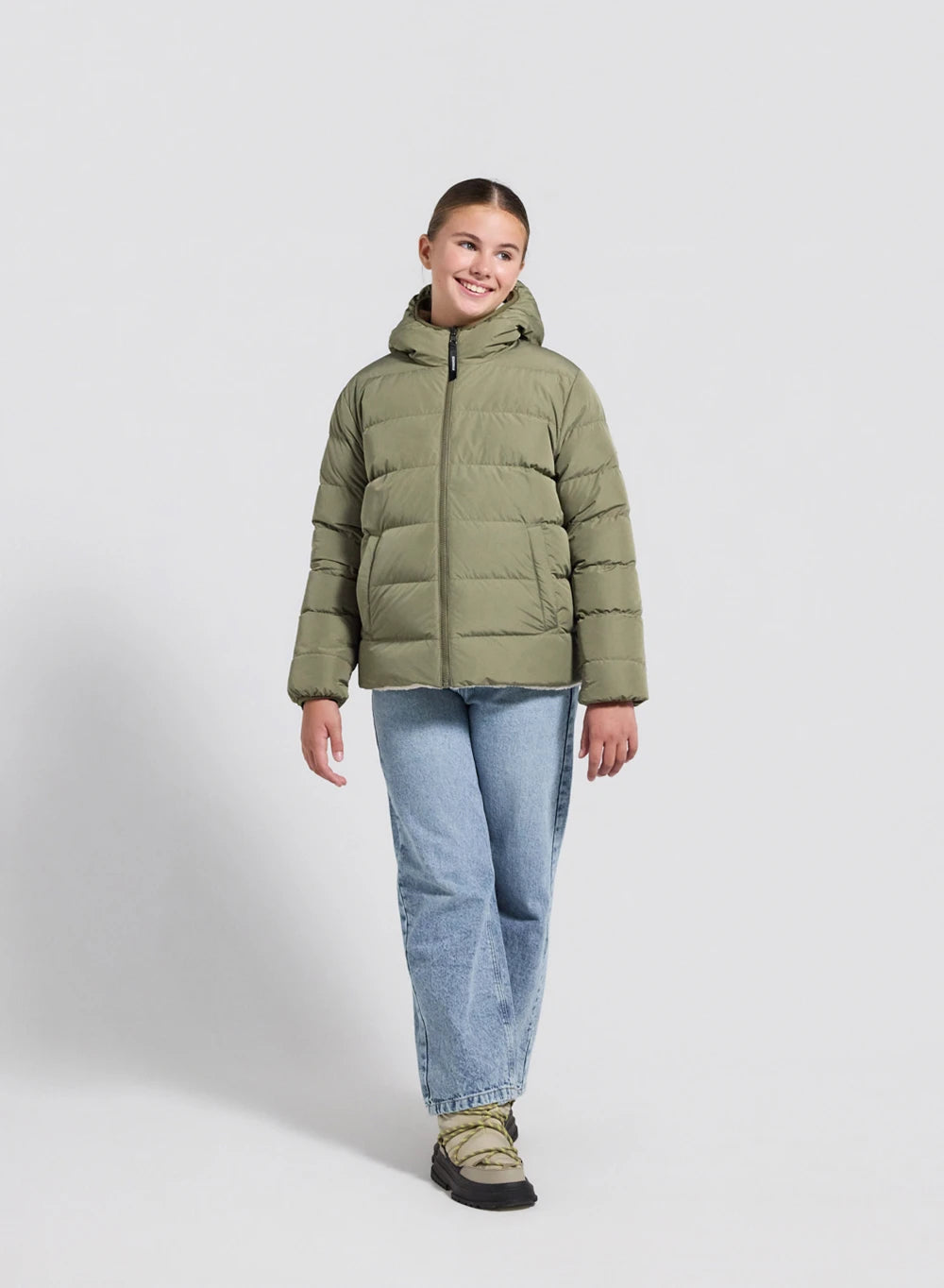 Wendbare Kinder-Daunenjacke Pyrenex Keylinn hellkhaki