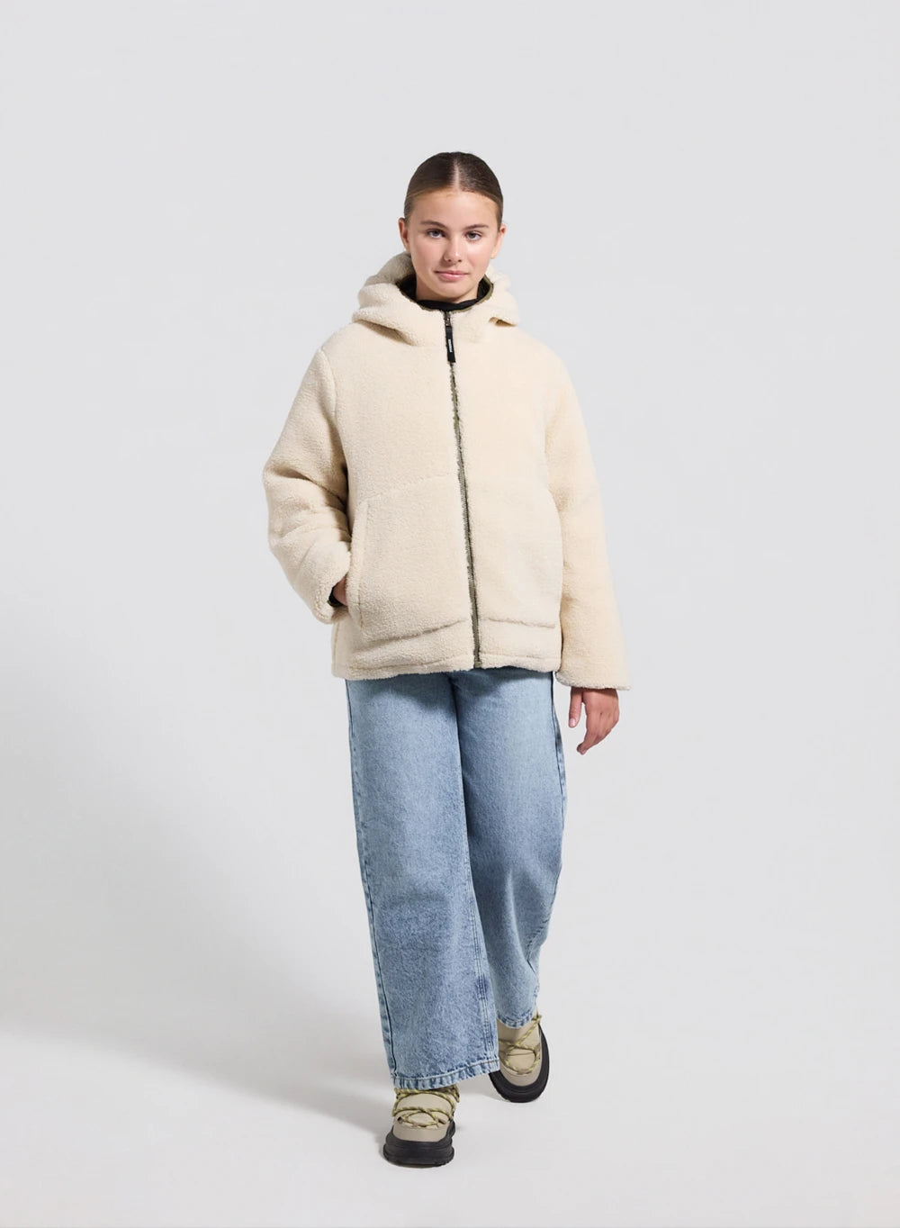 Wendbare Kinder-Daunenjacke Pyrenex Keylinn hellkhaki