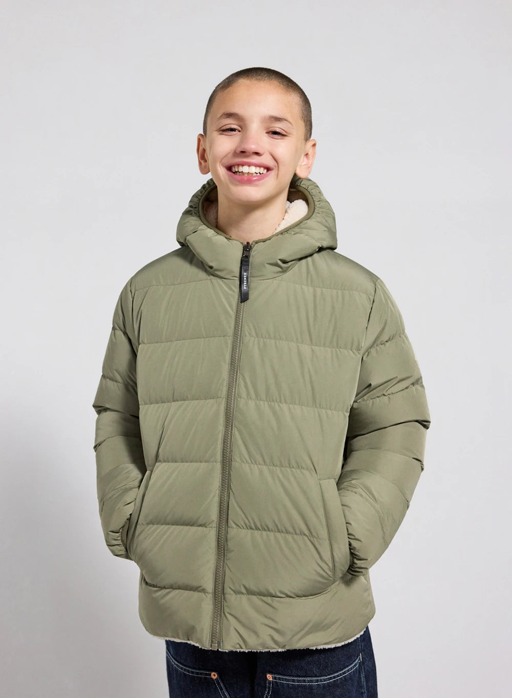 Wendbare Kinder-Daunenjacke Pyrenex Keylinn hellkhaki
