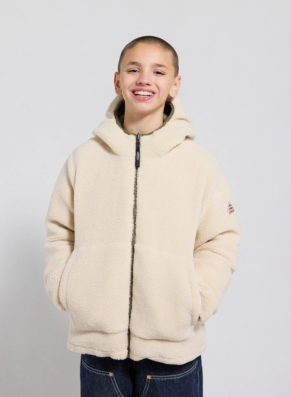 Wendbare Kinder-Daunenjacke Pyrenex Keylinn hellkhaki