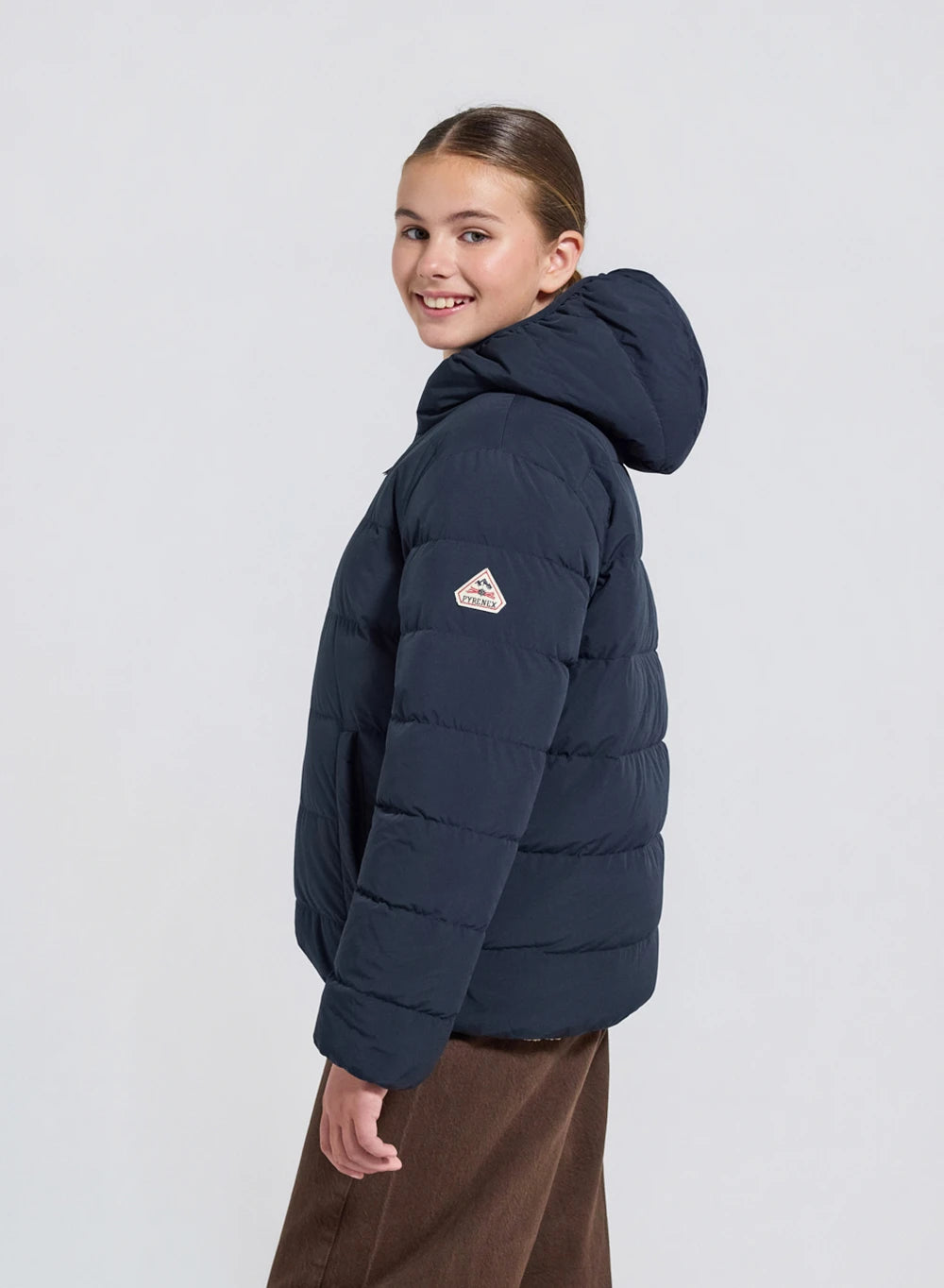 Pyrenex Keylinn children's reversible down jacket in navy blue-10