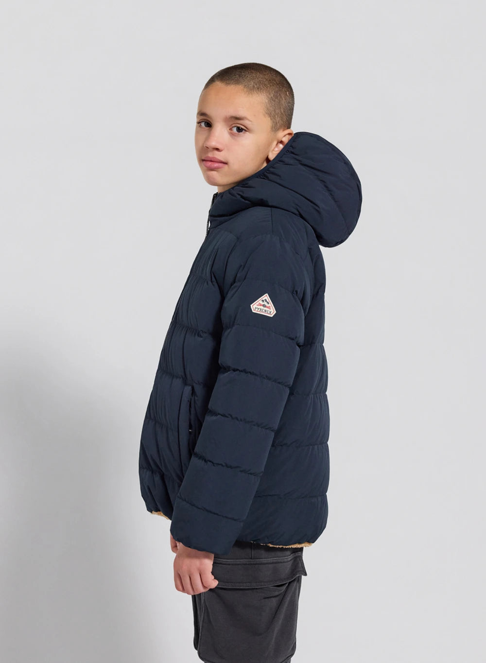 Pyrenex Keylinn children's reversible down jacket in navy blue-9