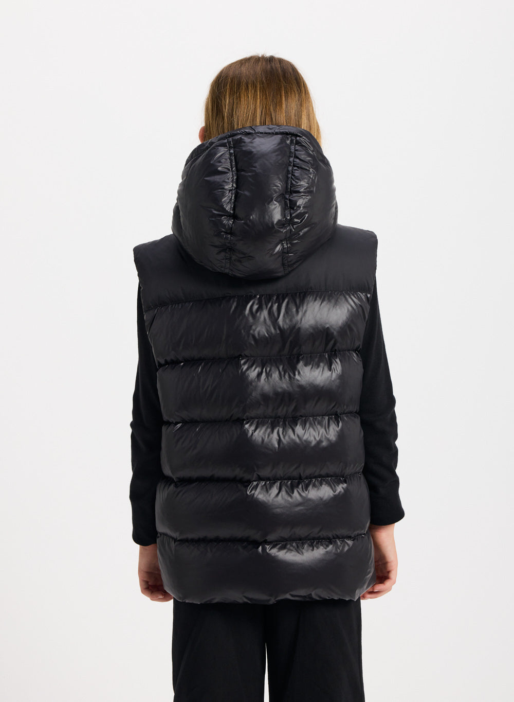 Doudoune Legere Doudoune Sans Manche Noir Avec Capuche Doudoune