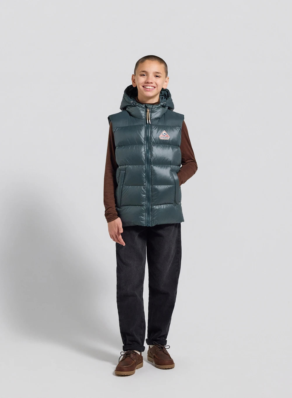 Pyrenex John dark green children's sleeveless down jacket-3