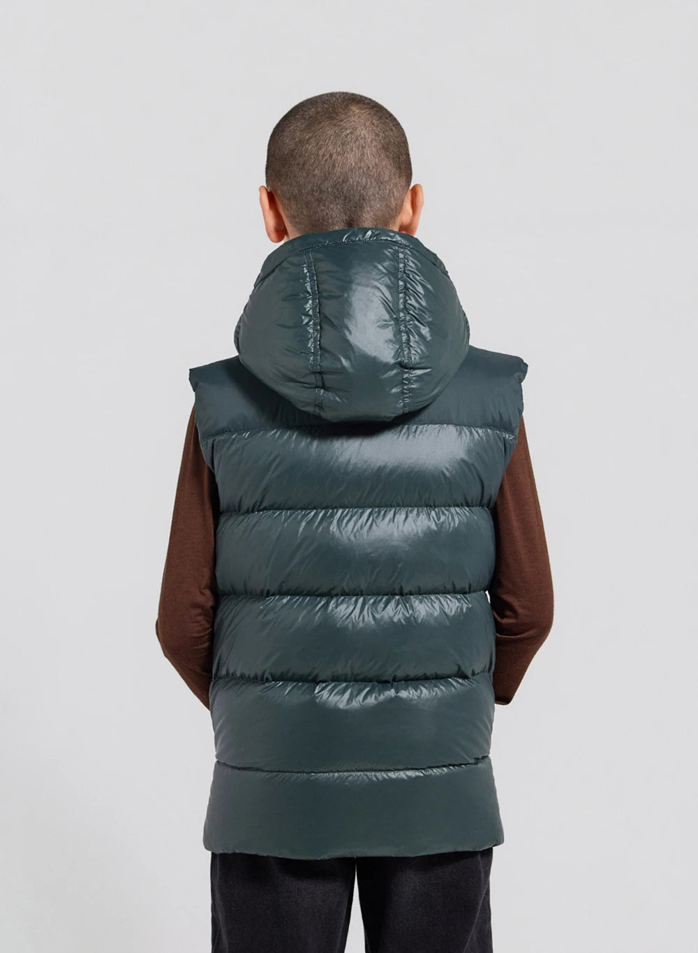 Pyrenex John dark green children's sleeveless down jacket-7