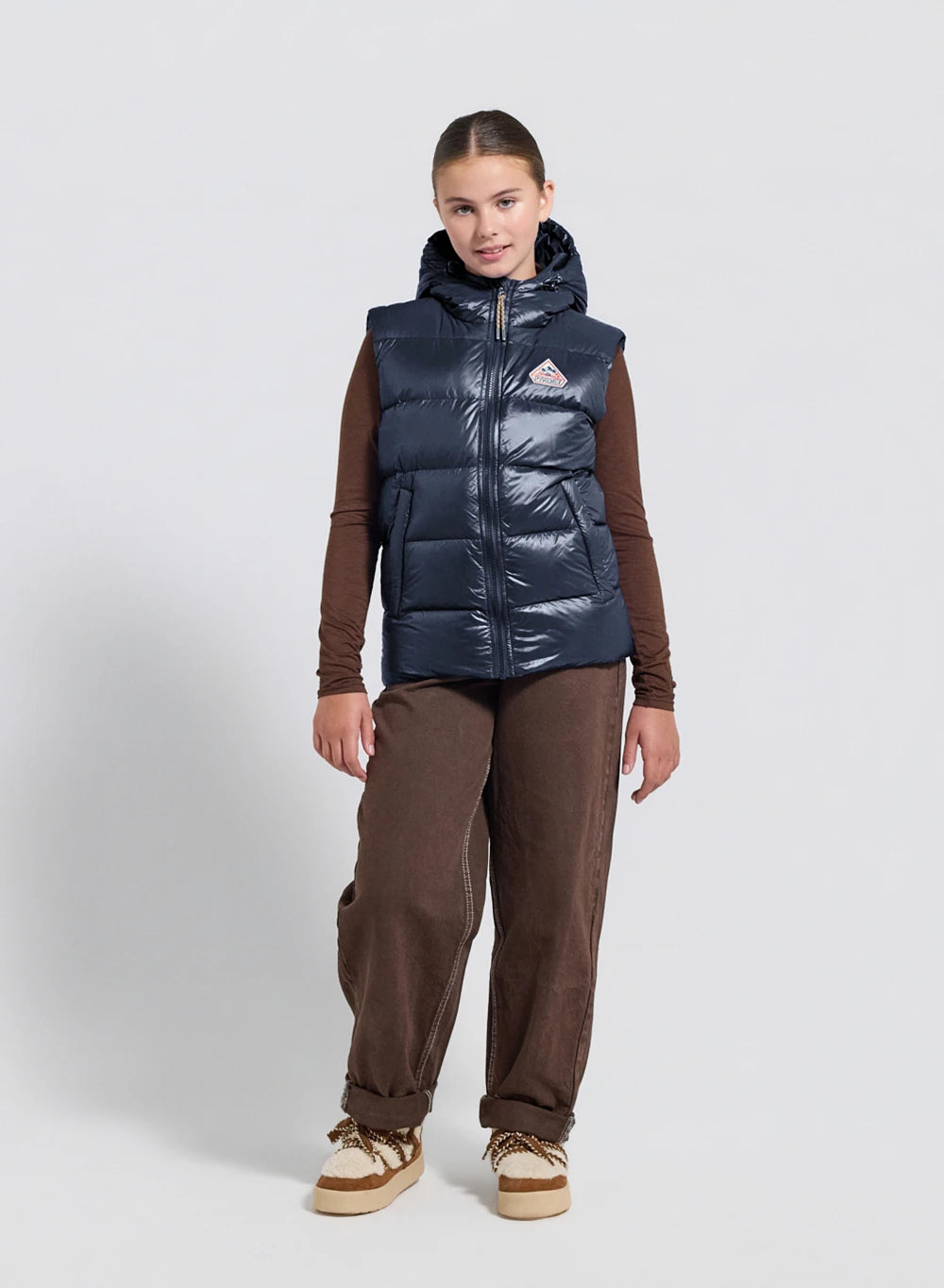 Pyrenex John navy blue children's sleeveless down jacket-4