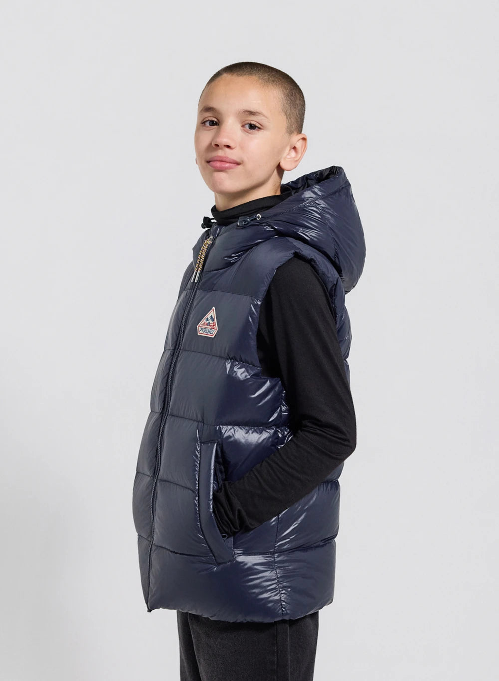 Pyrenex John navy blue children's sleeveless down jacket-5