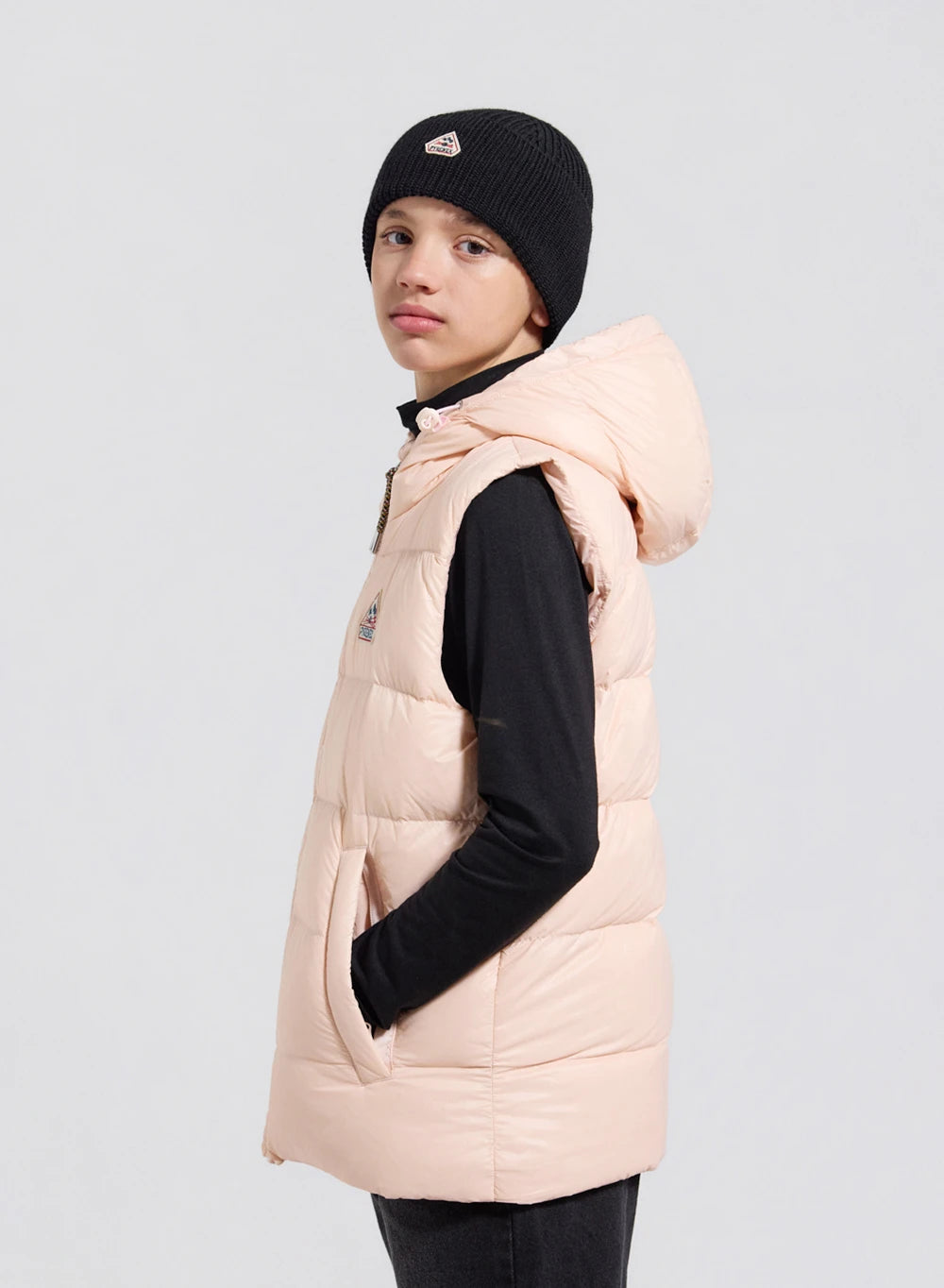 Ärmellose Kinderdaunenjacke Pyrenex John blassrosa-5