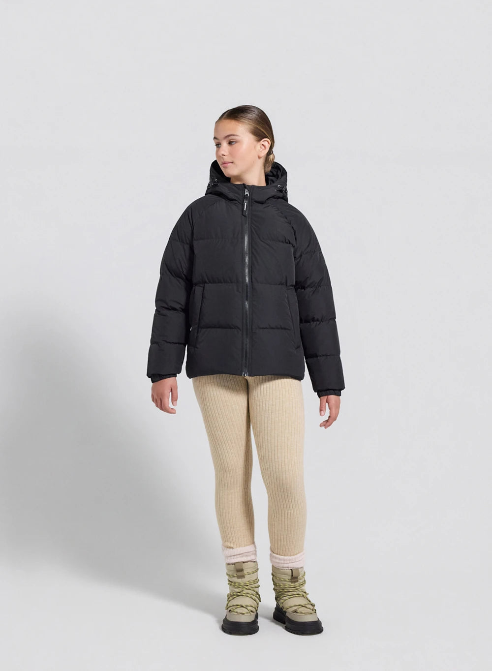 Unisex-Kinder-Daunenjacke mit Kapuze Pyrenex Sten Smooth schwarz-5