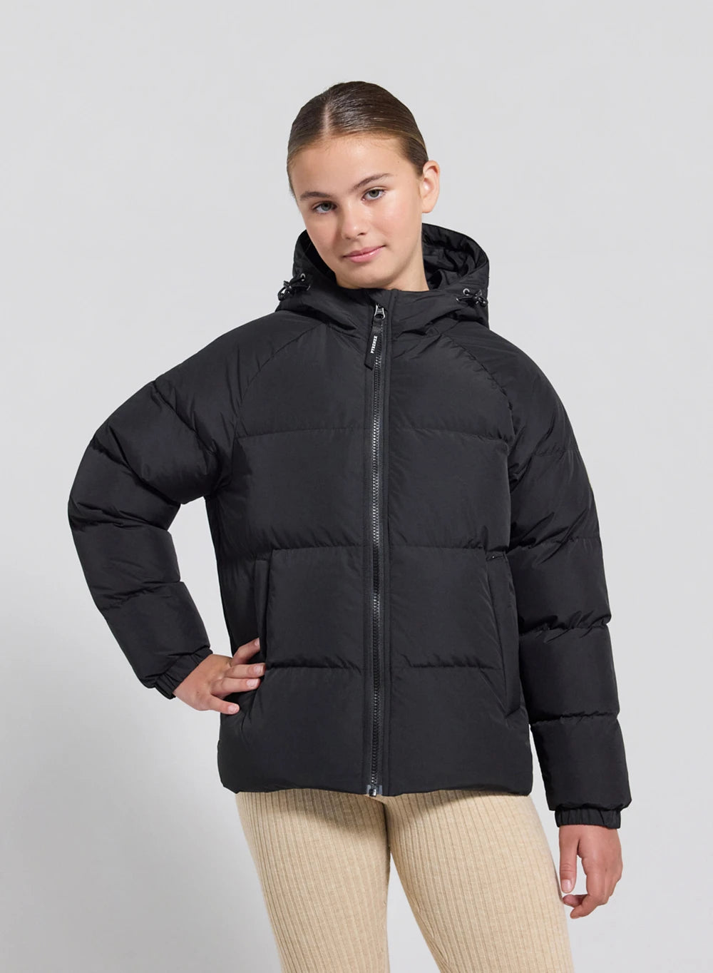 Unisex-Kinder-Daunenjacke mit Kapuze Pyrenex Sten Smooth schwarz-3