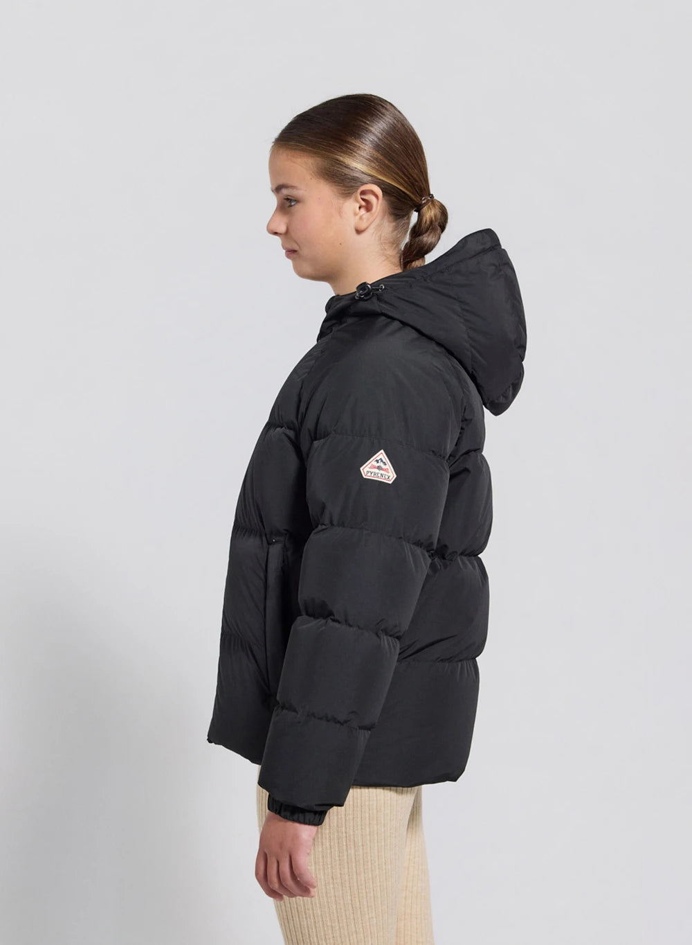 Unisex-Kinderdaunenjacke mit Kapuze Pyrenex Sten Smooth schwarz