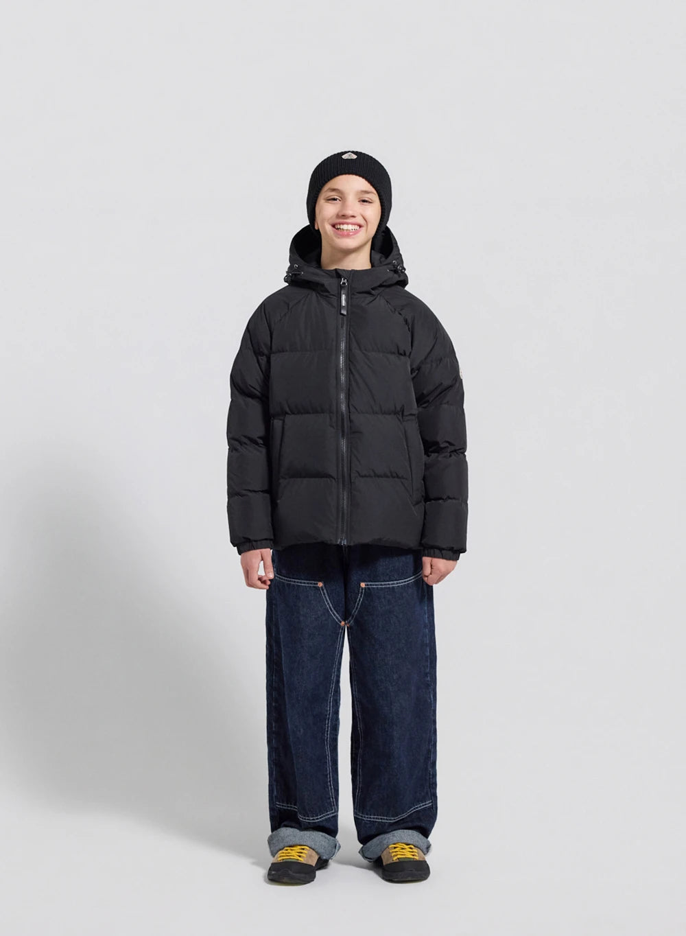 Unisex-Kinder-Daunenjacke mit Kapuze Pyrenex Sten Smooth schwarz-4