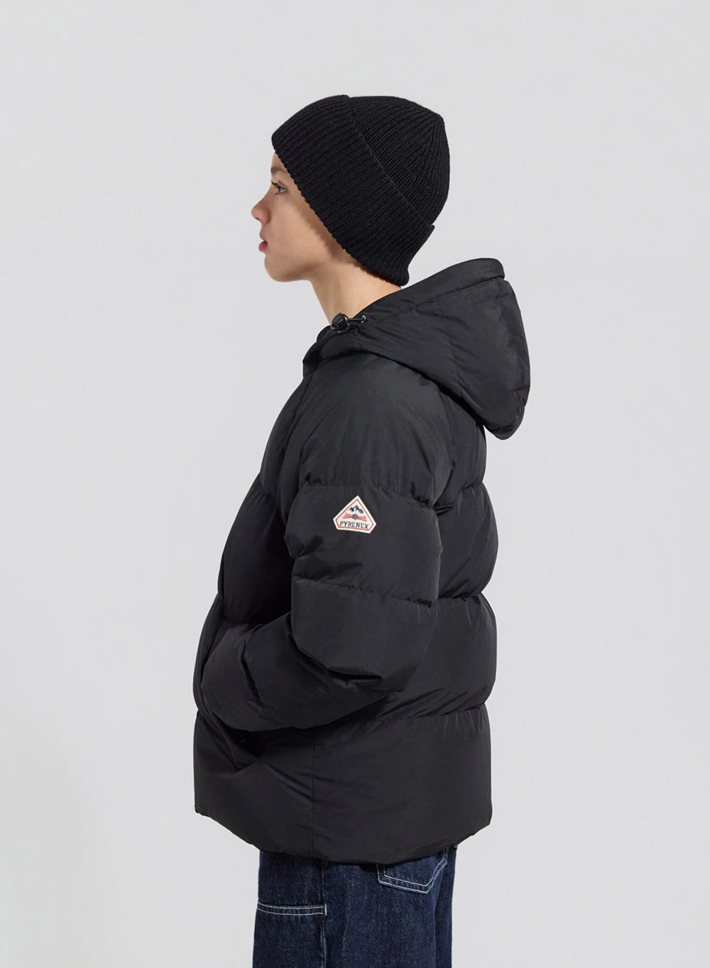 Unisex-Kinder-Daunenjacke mit Kapuze Pyrenex Sten Smooth schwarz-6