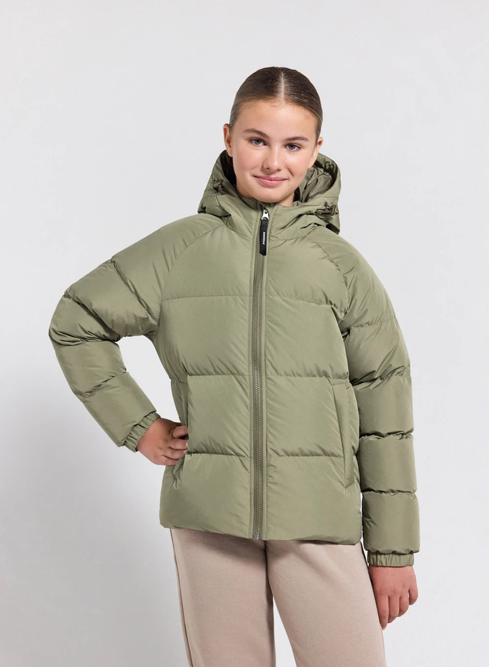 Doudoune enfant unisexe à capuche Pyrenex Sten Smooth kaki clair