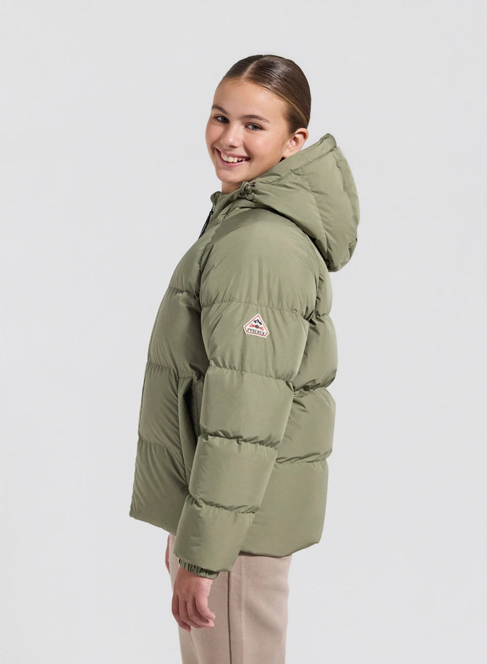 Pyrenex Sten Smooth unisex children's down jacket with hood, light khaki-6
