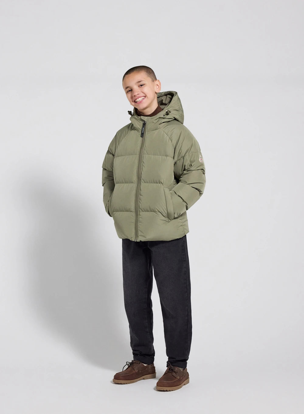 Pyrenex Sten Smooth unisex children's down jacket with hood, light khaki-3