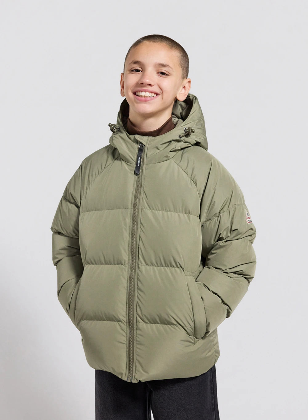 Doudoune enfant unisexe à capuche Pyrenex Sten Smooth kaki clair