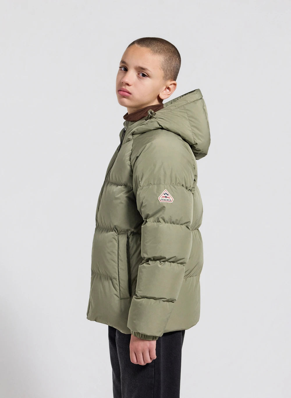 Doudoune enfant unisexe à capuche Pyrenex Sten Smooth kaki clair