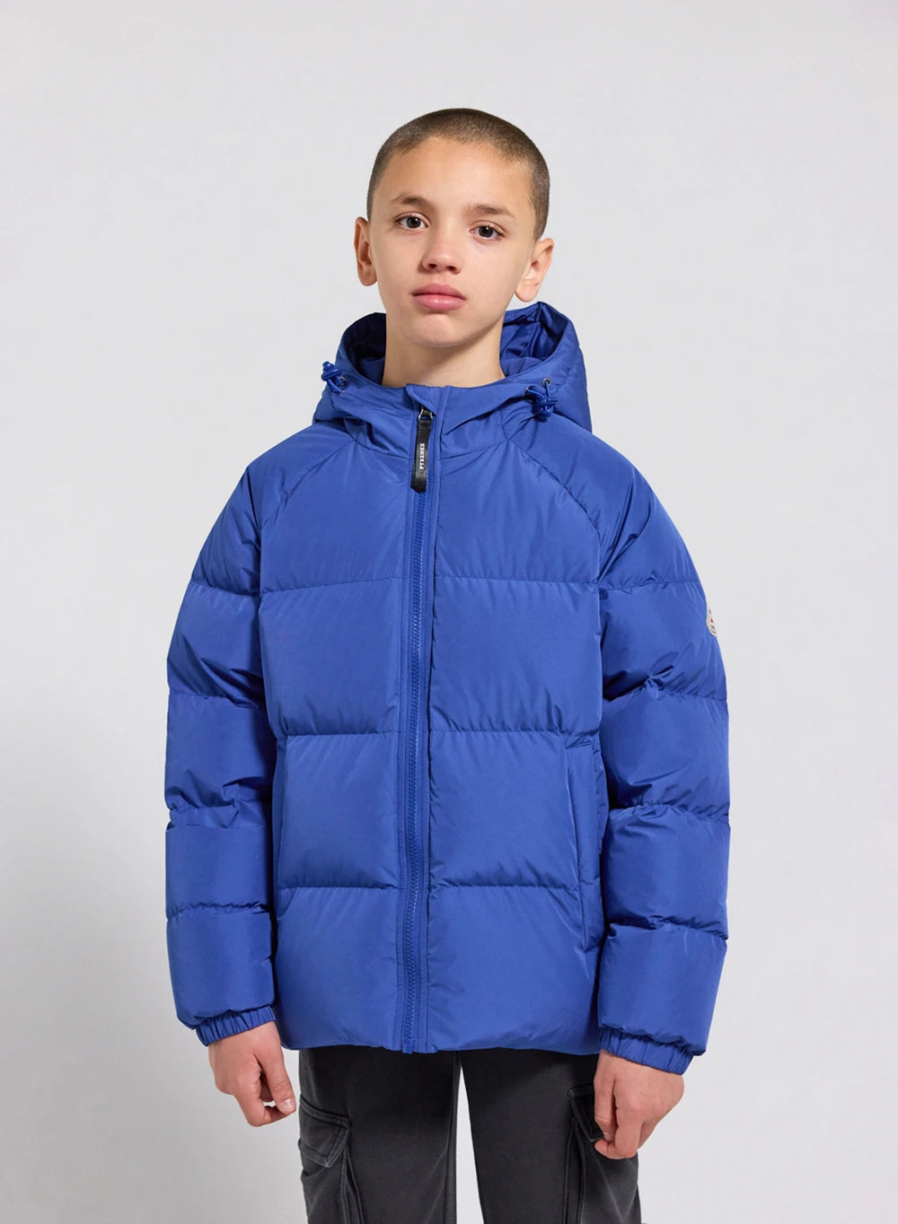 Pyrenex Sten Smooth unisex children's hooded down jacket, blue-1