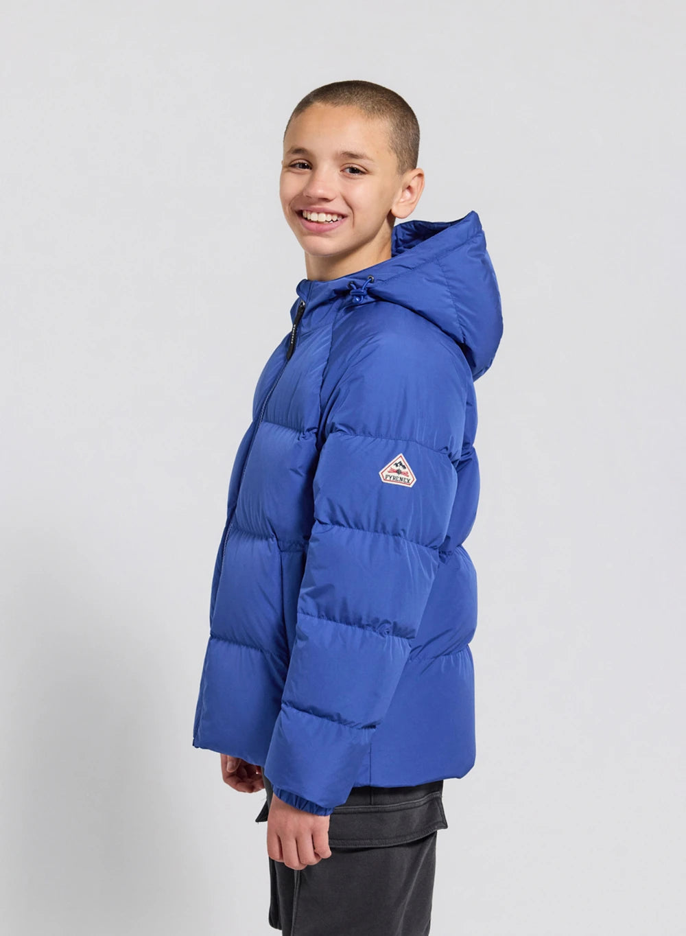 Pyrenex Sten Smooth unisex children's hooded down jacket, blue-6