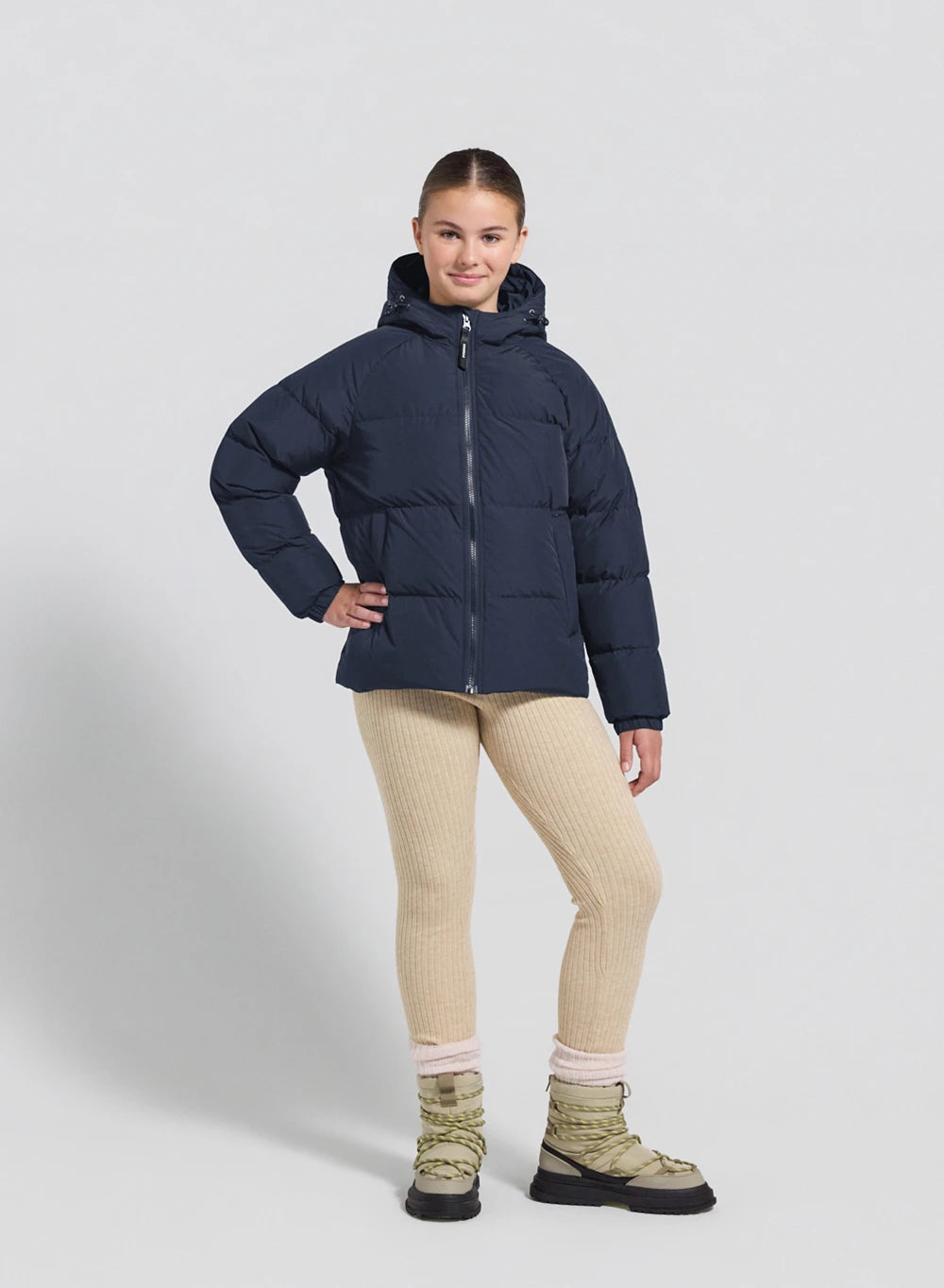 Chaqueta de plumón infantil unisex con capucha Pyrenex Sten Smooth azul oscuro-4