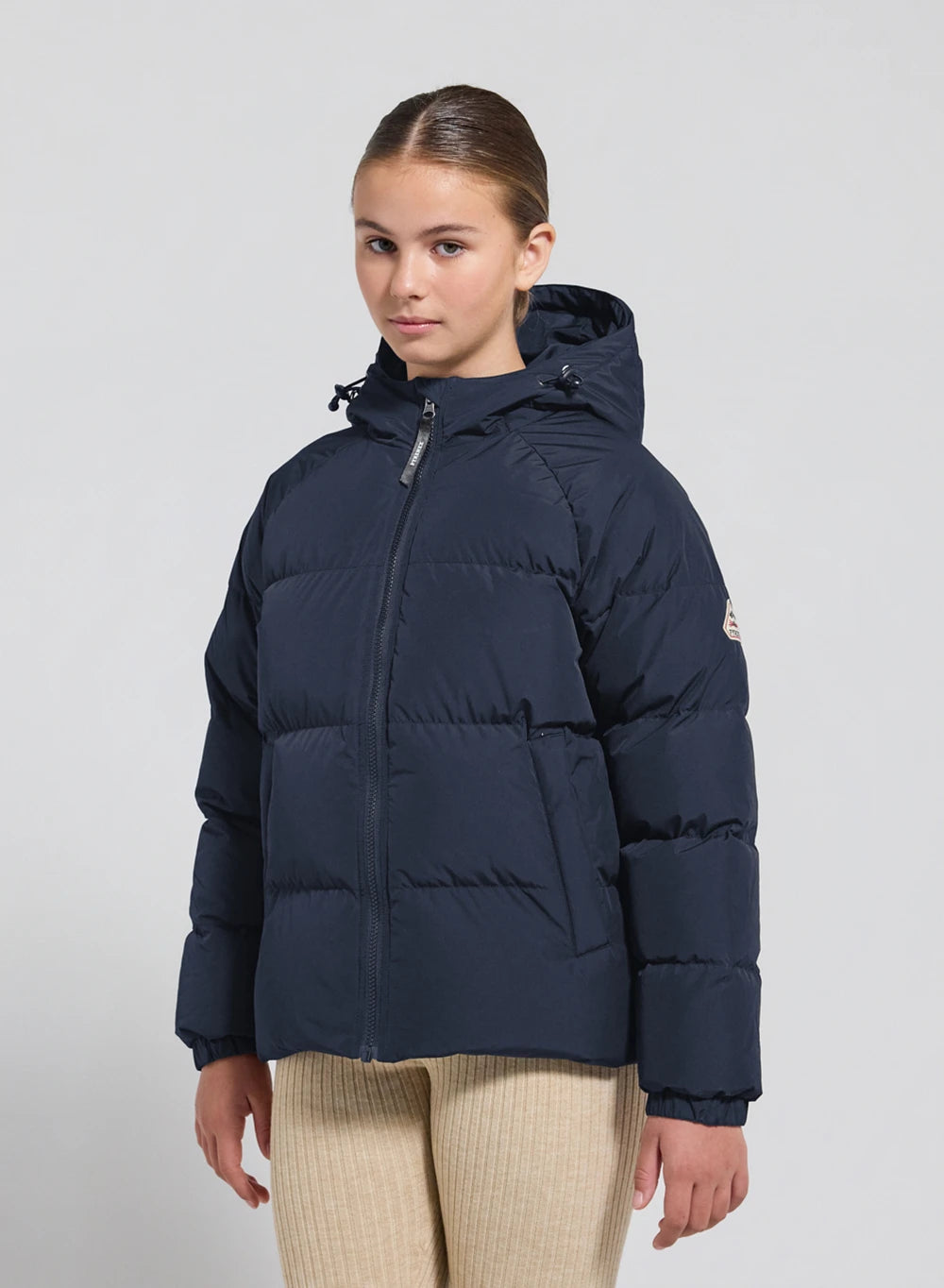 Chaqueta de plumas infantil unisex con capucha Pyrenex Sten Smooth azul oscuro