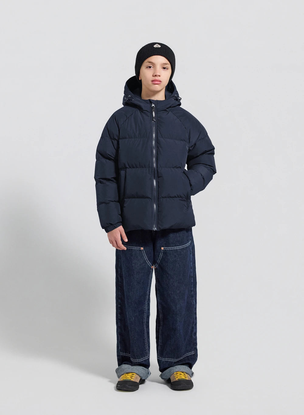 Chaqueta de plumón infantil unisex con capucha Pyrenex Sten Smooth azul oscuro-3