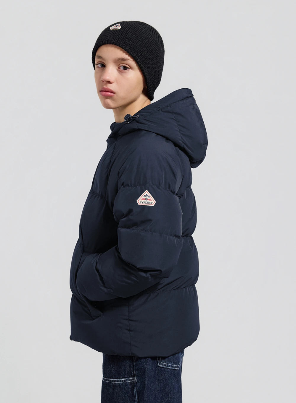 Chaqueta de plumón infantil unisex con capucha Pyrenex Sten Smooth azul oscuro-5