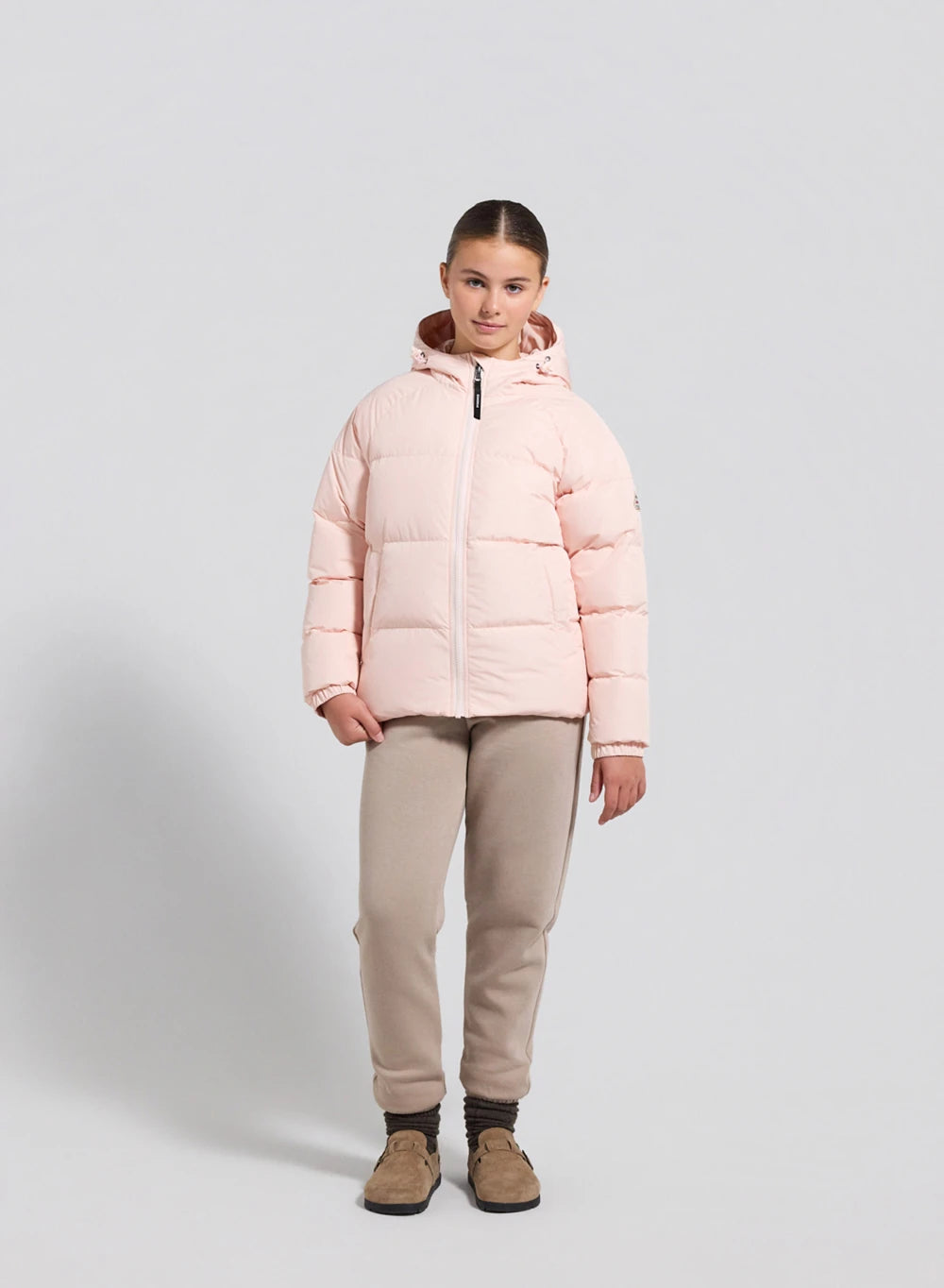 Pyrenex Sten Smooth pale pink unisex children's hooded down jacket-3
