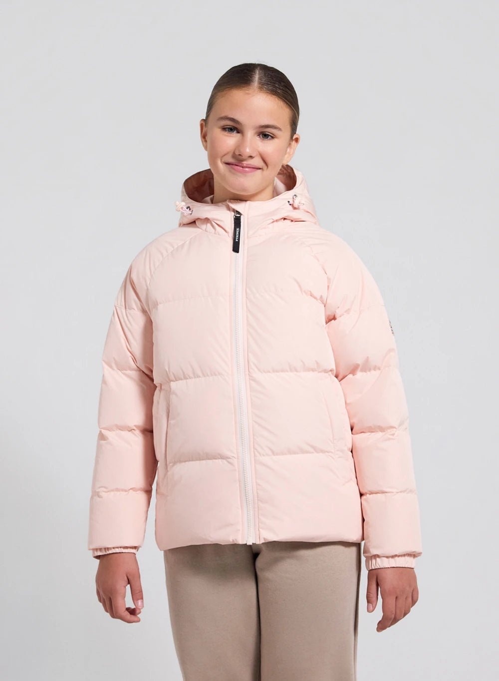 Doudoune enfant unisexe à capuche Pyrenex Sten Smooth rose pâle
