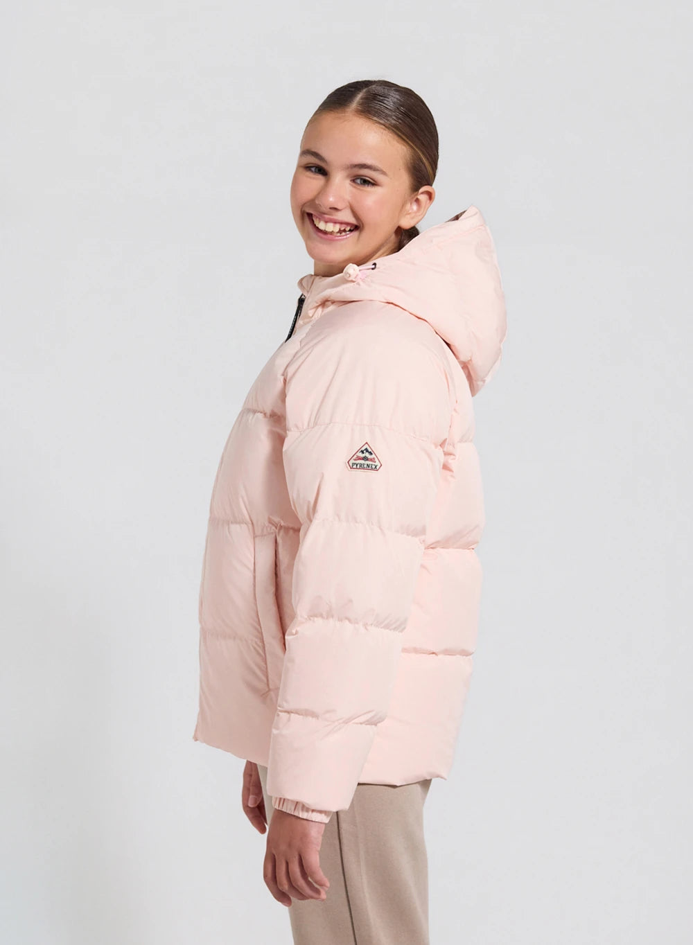 Pyrenex Sten Smooth pale pink unisex children's hooded down jacket-4