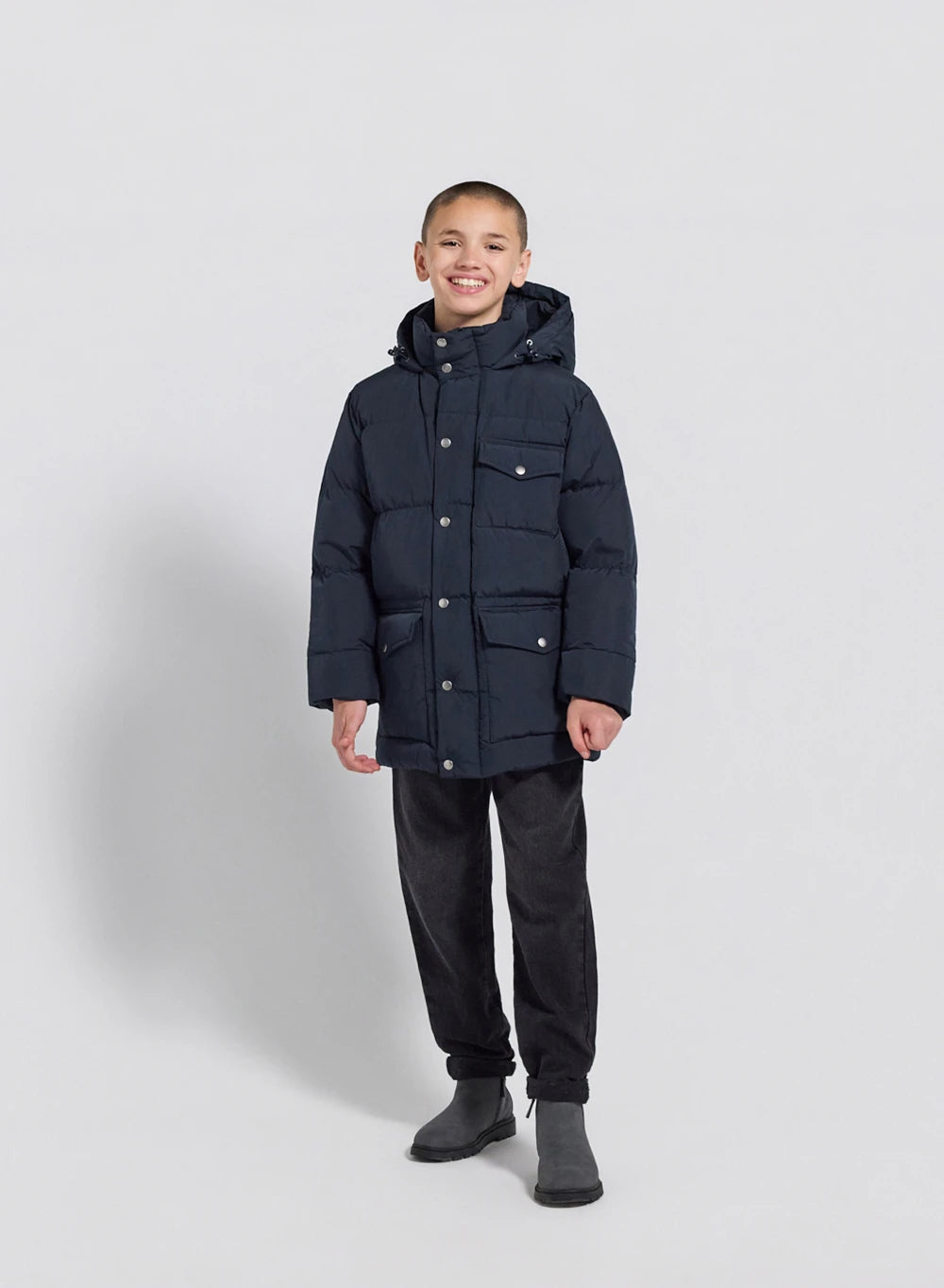 Soal navy blue children's winter down jacket-3
