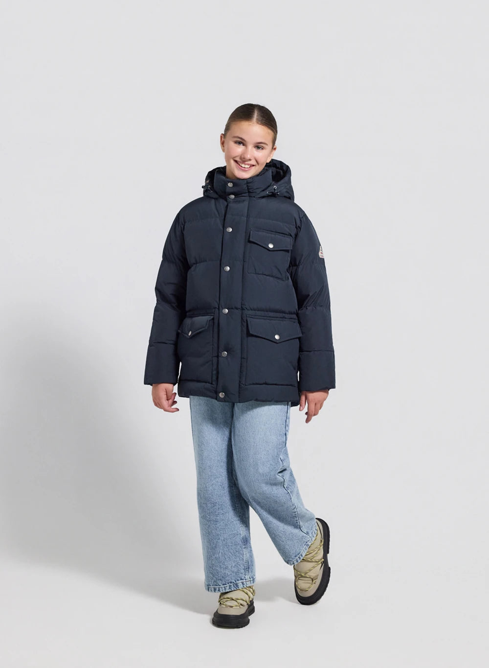 Soal navy blue children's winter down jacket-4