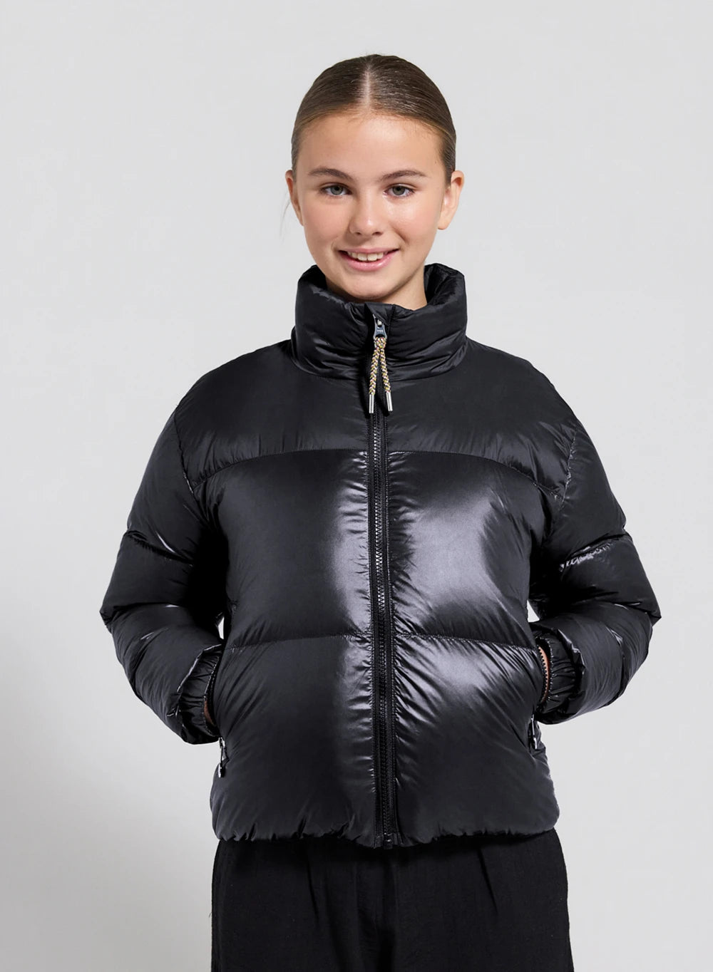 Doudoune brillante pour fille Pyrenex Goldin noire-1