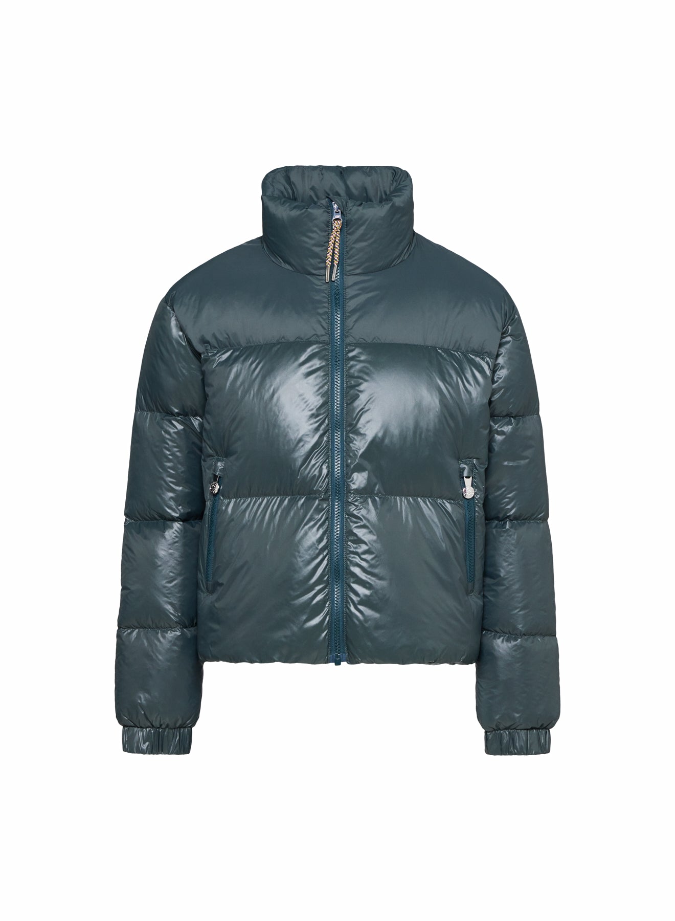 Pyrenex Goldin dark green shiny down jacket for girls-6