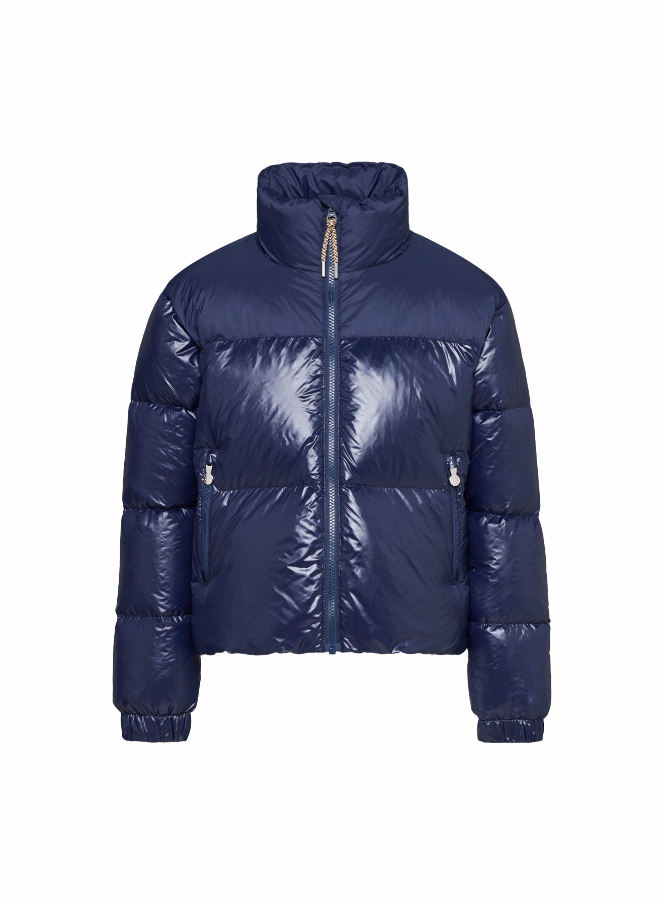 Glänzende Daunenjacke für Mädchen Pyrenex Goldin marineblau
