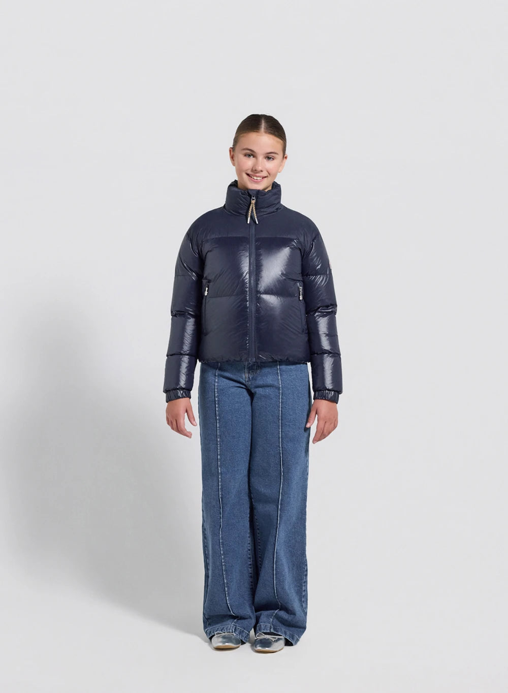 Glänzende Daunenjacke für Mädchen Pyrenex Goldin in Marineblau