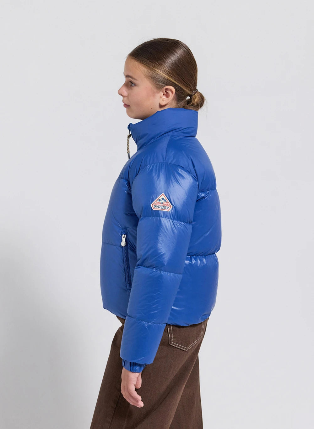 Pyrenex Goldin blue shiny down jacket for girls-3